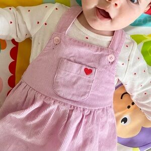3 for $10 // Light Pink Corduroy Baby Dress with Heart